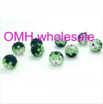 White green OMH 50 шт. 10 мм градиентные серьги ручной работы шар с гравировкой браслет ожерелье DIY бусины ZL648 - Цвет: White green