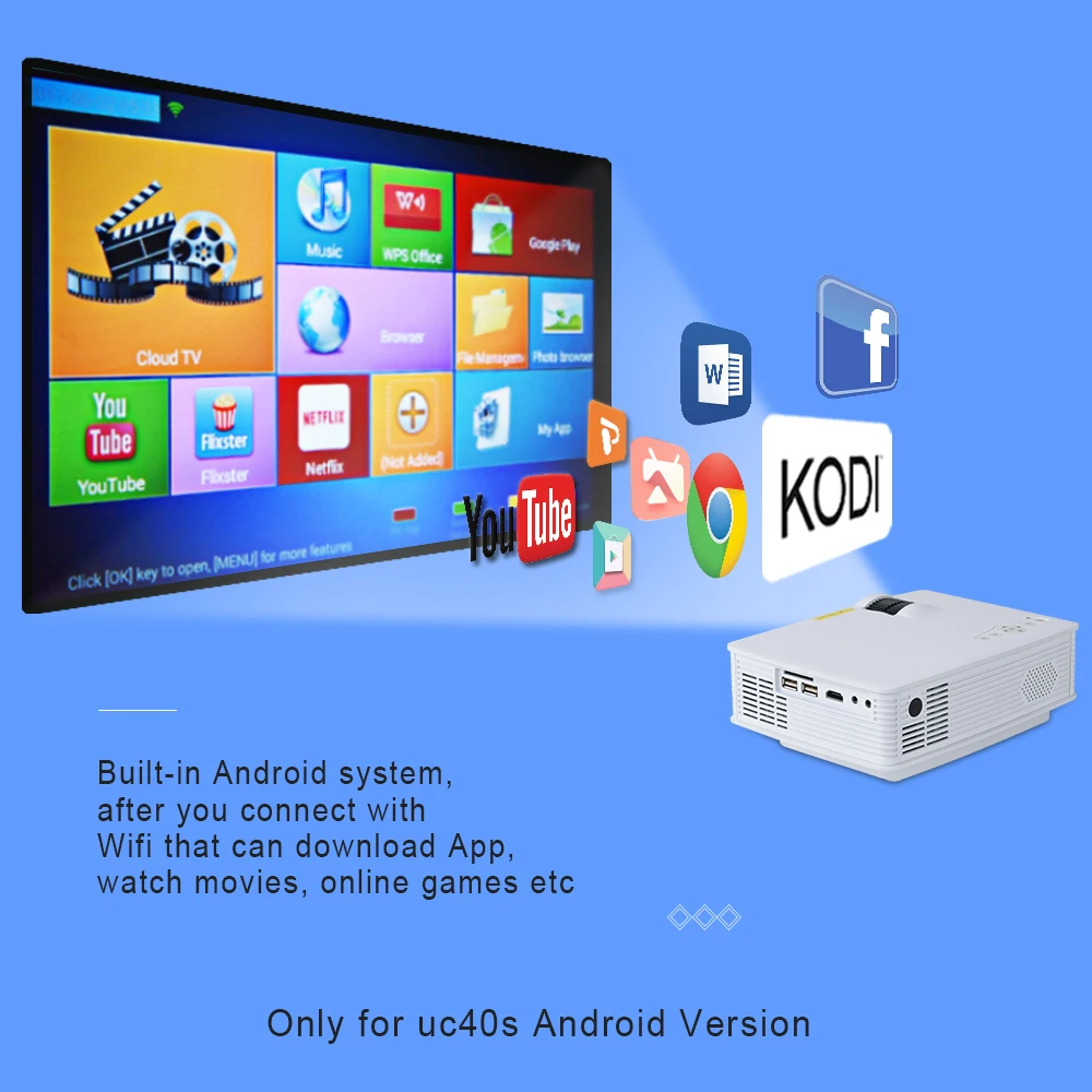 Touyiner Everycom UC40S BT140 портативный проектор (Android Miracast Airplay дополнительно) Домашний
