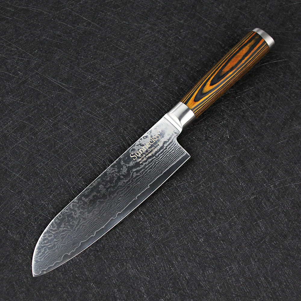 Sunnecko 3 шт. Кухня Ножи комплект японский Дамаск Сталь Sharp Шеф-повар Santoku обстрагывая