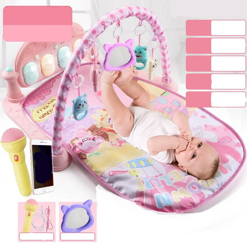 pink Детский музыкальный игровой коврик для фортепиано, игрушки для активного отдыха, детские игрушки, спортивные коврики для тренажерного зала, обучающая стойка, игрушки для тренажерного зала, мягкие детские игровые коврики для детей 0-36 месяцев - Цвет: pink