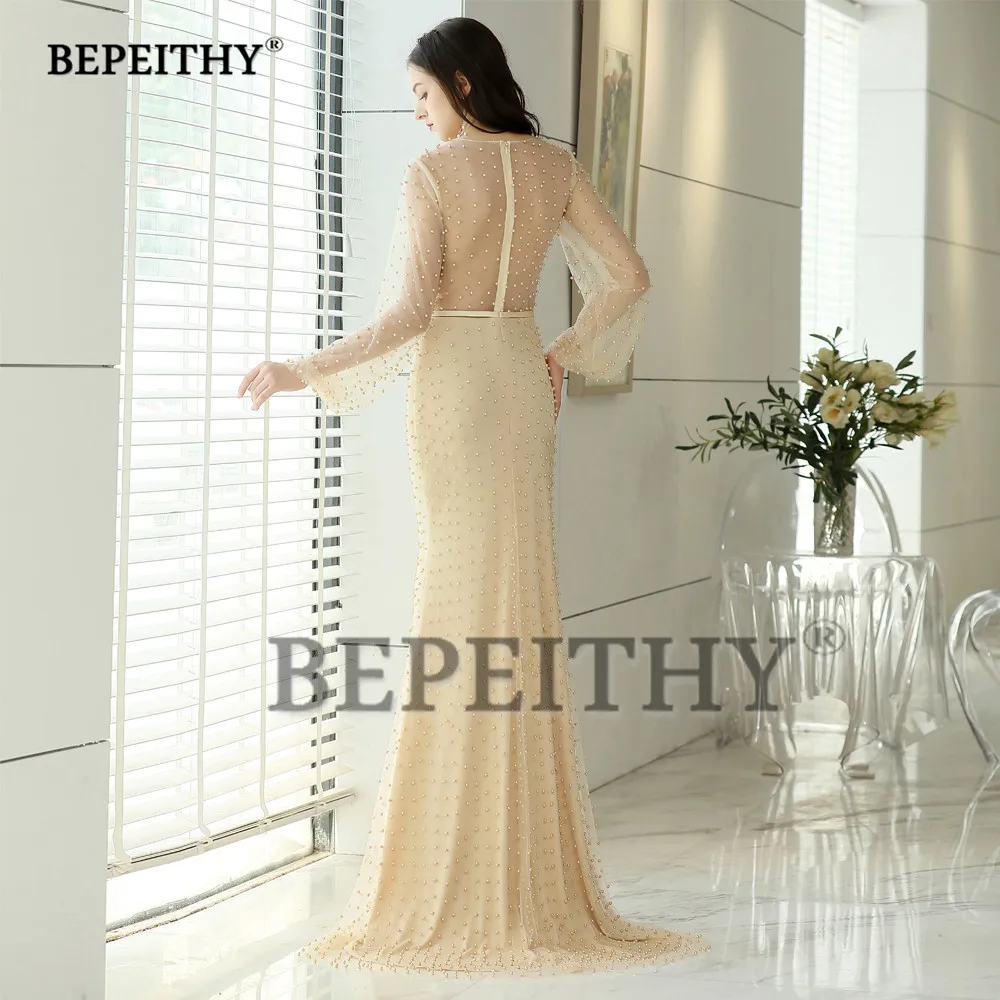 Иллюзия Русалка Длинные Выпускные платья vestido de festa винтажный лиф жемчуг вечерние платья роскошные сексуальные вечерние платья
