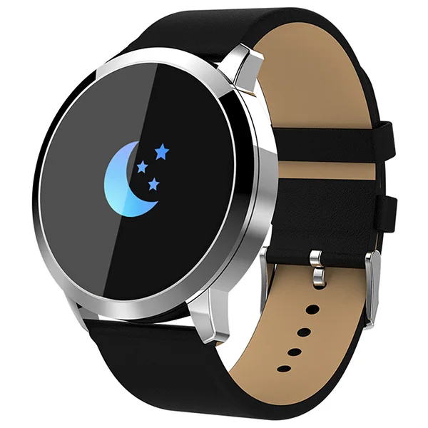 Leather Silver Diggro Q8 Смарт-часы OLED цветной экран Водонепроницаемый фитнес-трекер Женская мода монитор сердечного ритма умные часы для Android iOS - Цвет: Leather Silver