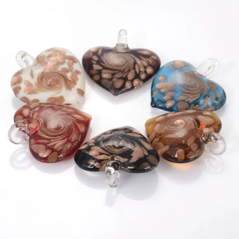 Стеклянные бусины шамилия 2x45*38*14 мм стеклянная лампворк с большим сердцем
