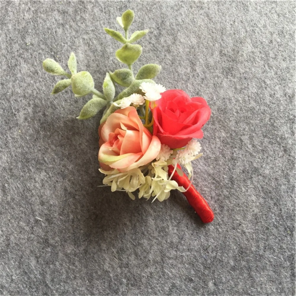 WeddingBobDIY artificial wedding flower Best man Boutonnieres groom Buttonholes Men Corsage prom party suit accessory decoration | Дом и сад