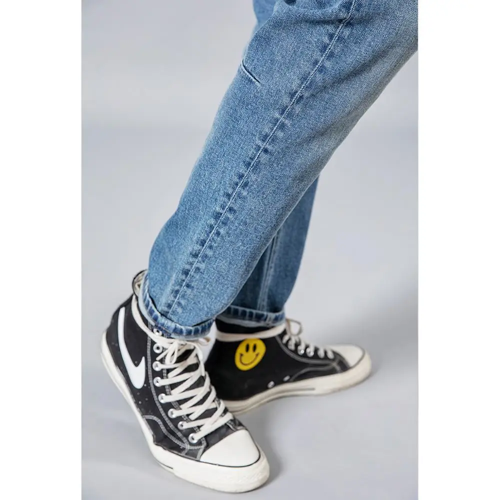 Летние мужские джинсовые брюки SIMWOOD облегающие штаны из денима 2019 светло голубые