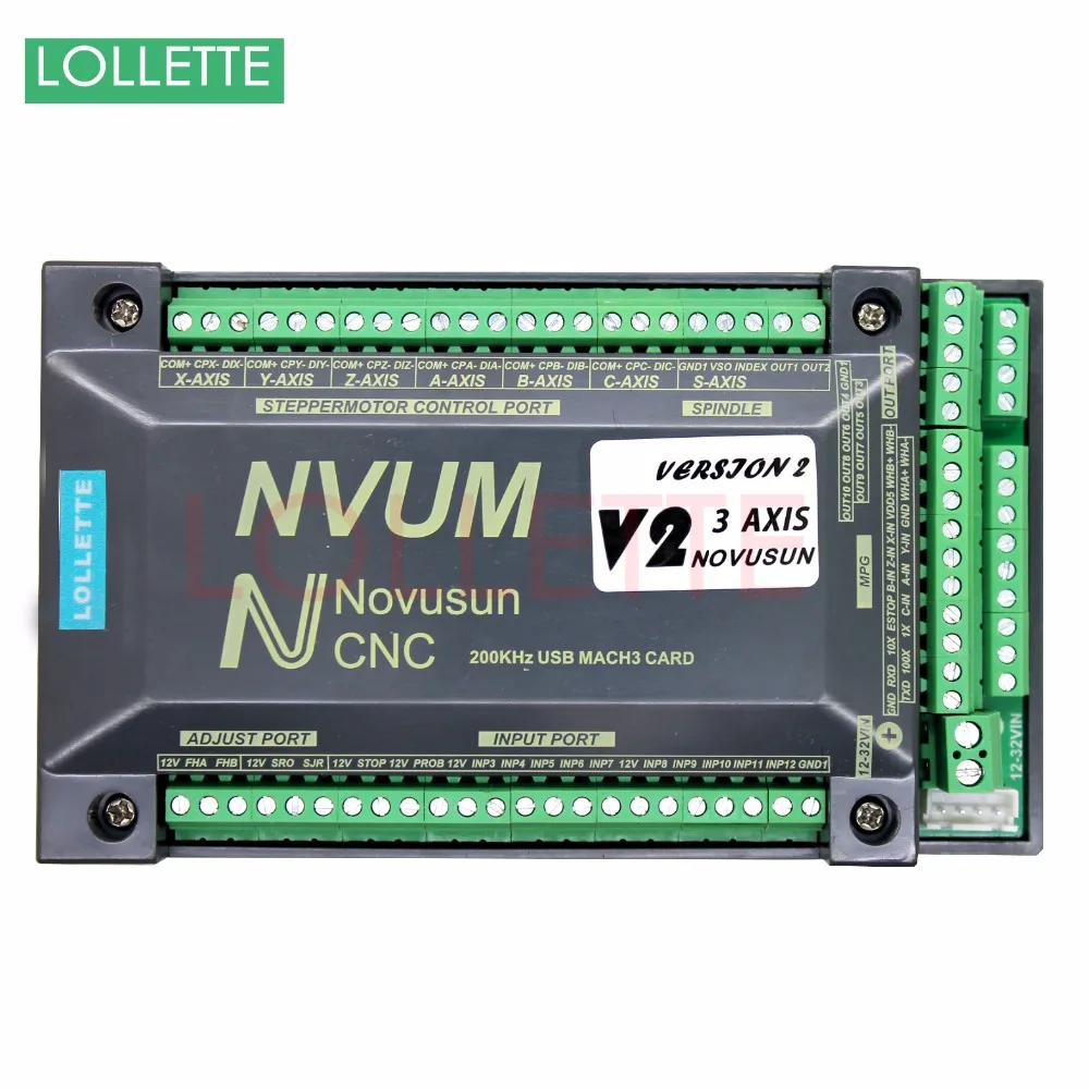 NVUM Новый 3 axis Mach3 CNC контроллер движения USB карта 300 кГц Breakout Board интерфейс
