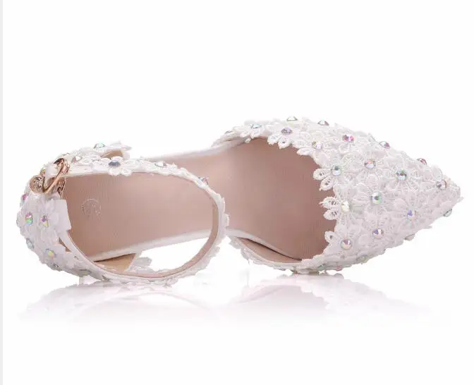 Женская обувь на высоком каблуке свадебные туфли шпильке с пряжкой белые