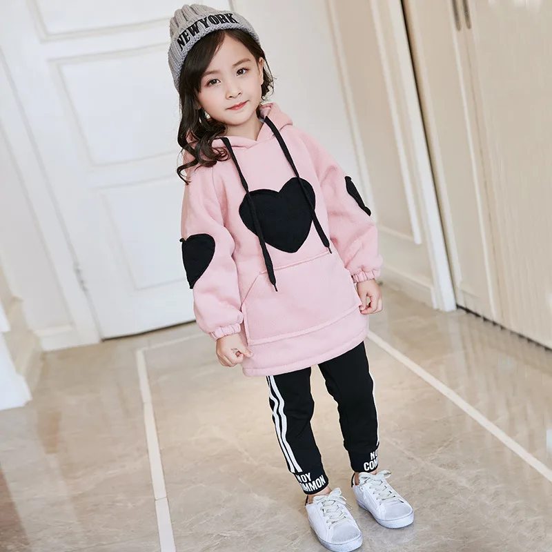 2017 осень-зима Свитер для девочек Теплые Толстовки Девочка толстовки детские с