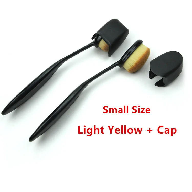 Small Yellow CAP 1 шт. большой размер овальная Кисть для макияжа с колпачком 16 см Мягкие кисточки кисточка для Основы набор кистей для макияжа - Handle Color: Small Yellow CAP