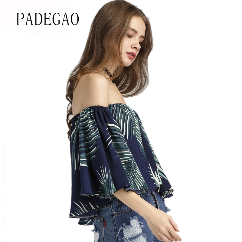 2017 блузки с открытыми плечами бохо Повседневная рубашка рукавом 3/4 и