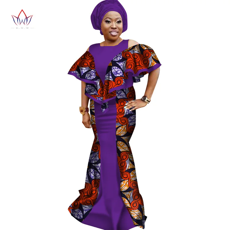 Женские драпированные длинные платья с шарфом Bazin Riche африканские принтом для