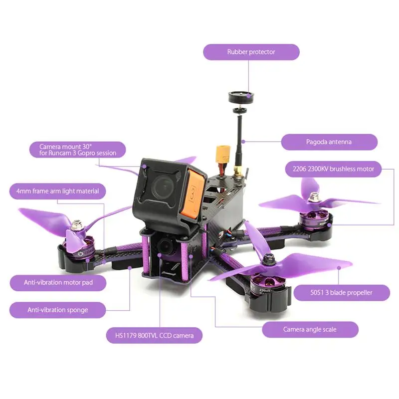 Eachine Wizard X220S 5,8G 72CH Racing FPV с F4 VTX 30A Dshot600 2206 2300KV 800TVL CCD камера RC Квадрокоптер ARF