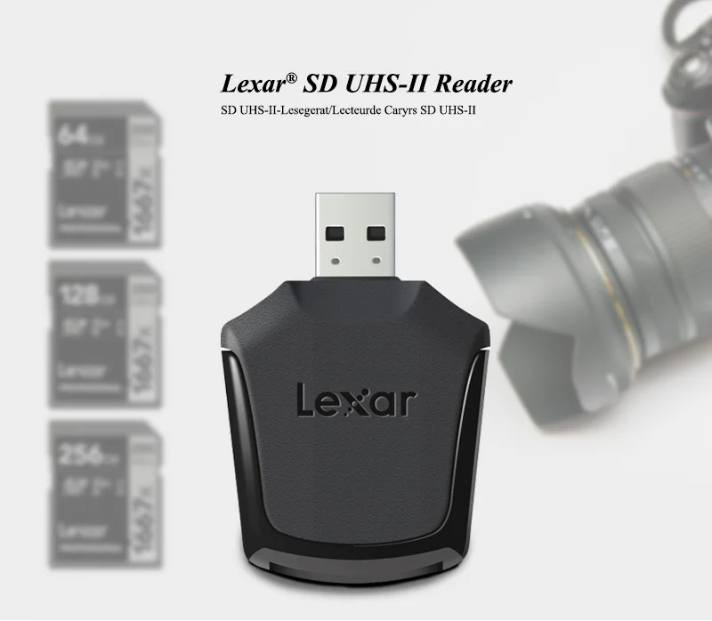 Lexar Профессиональный USB 3,0 кард-ридер SD карта SDHC SDXC карта памяти высокоскоростной Однопортовый UHS-II для sd-карт