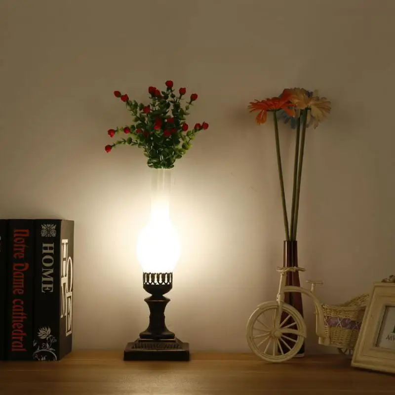 Сельская пасторальная железная стеклянная ваза светодиодная настольная лампа E27