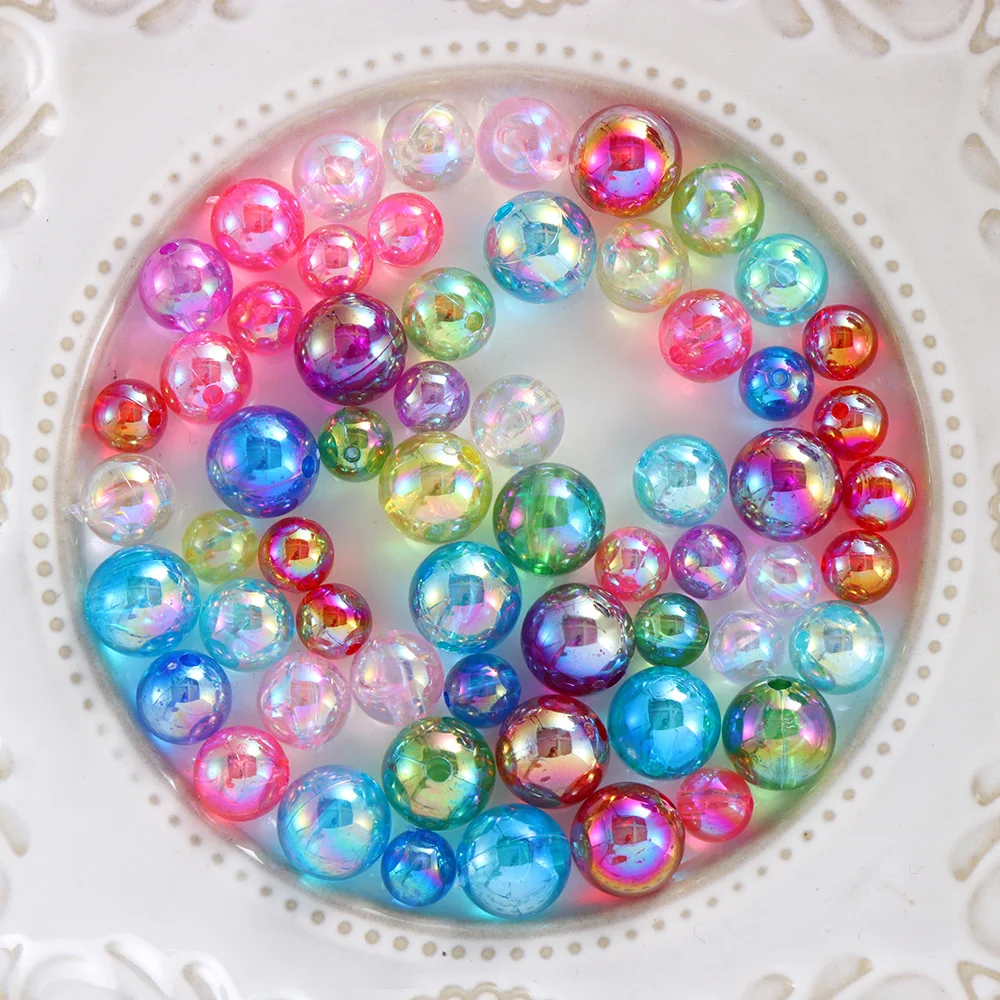 NEW 50pcs 8mm Colorful DIY Beads Round Acrylic Handmade Beads with Hole for Craft Making DIY Bracelet Necklace