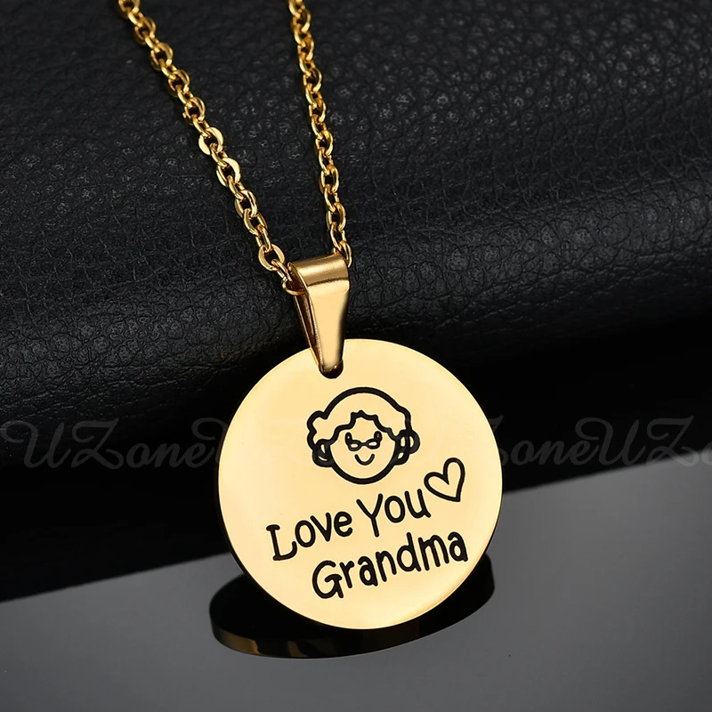 Uzone новый модный семейный Кулон из нержавеющей стали с надписью Love You Grandma