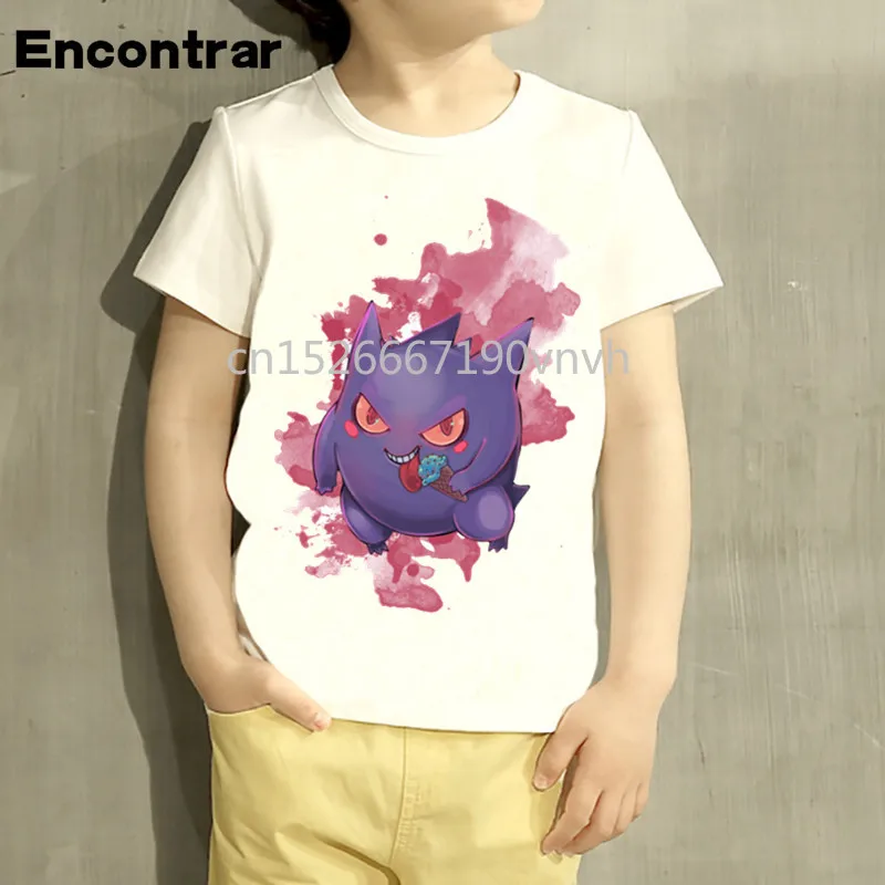 Детская дизайнерская футболка Gengar для мальчиков и девочек Отличные повседневные