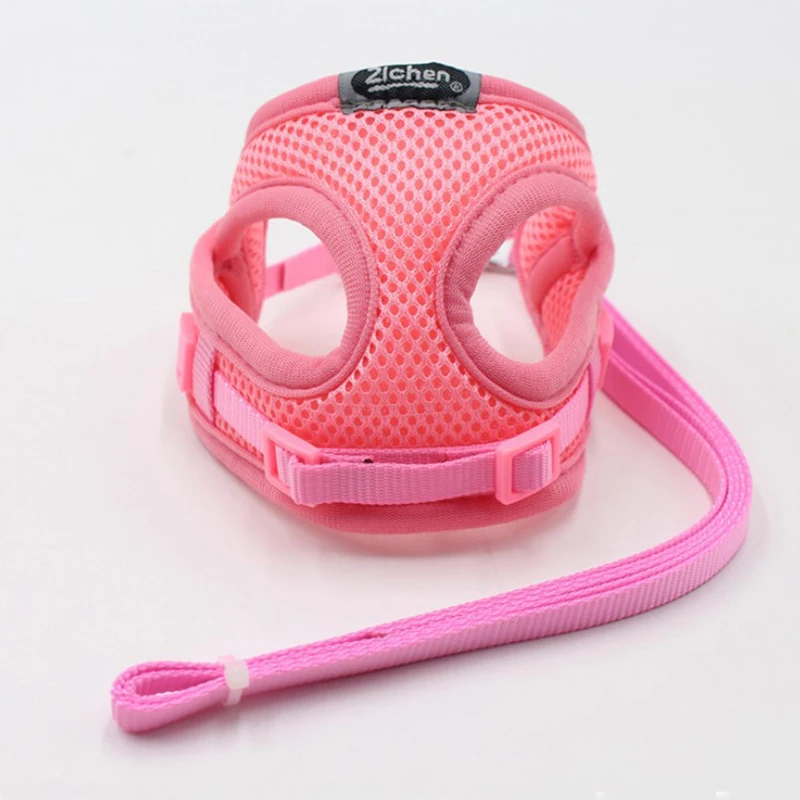 Pink Комфортный поводок для собак, кошек, домашних животных, Регулируемый жилет, поводок для прогулок, поводок для щенков, дышащая сетка, поводок для маленькой собаки котята, gato perro - Цвет: Pink