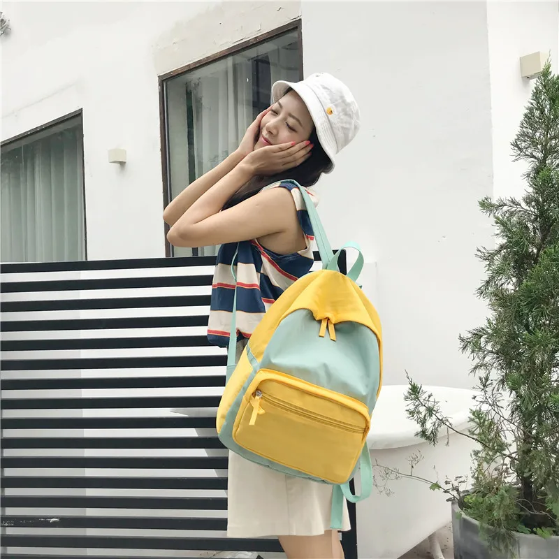 Youda Женская Цвет Соответствующие рюкзак Корея Harajuku стиль холщовый мешок японский