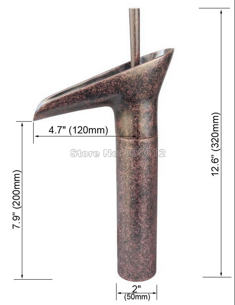 

Antique Copper Waterfall Style Bathroom Basin Faucet Single Handle Vessel Sink Mixer tap Single Hole Deck Mounted Wnn014
