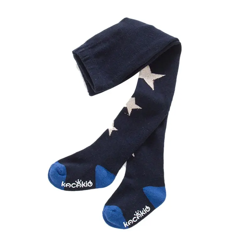 Осенне зимние милые хлопковые чулки для маленьких девочек с принтом звезд