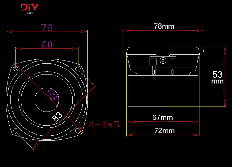 HIFIDIY LIVE Hi-Fi 3 дюйма 78 мм полночастотный динамик 4OHM 20 вт высокий альт бас громкоговоритель B3-78S