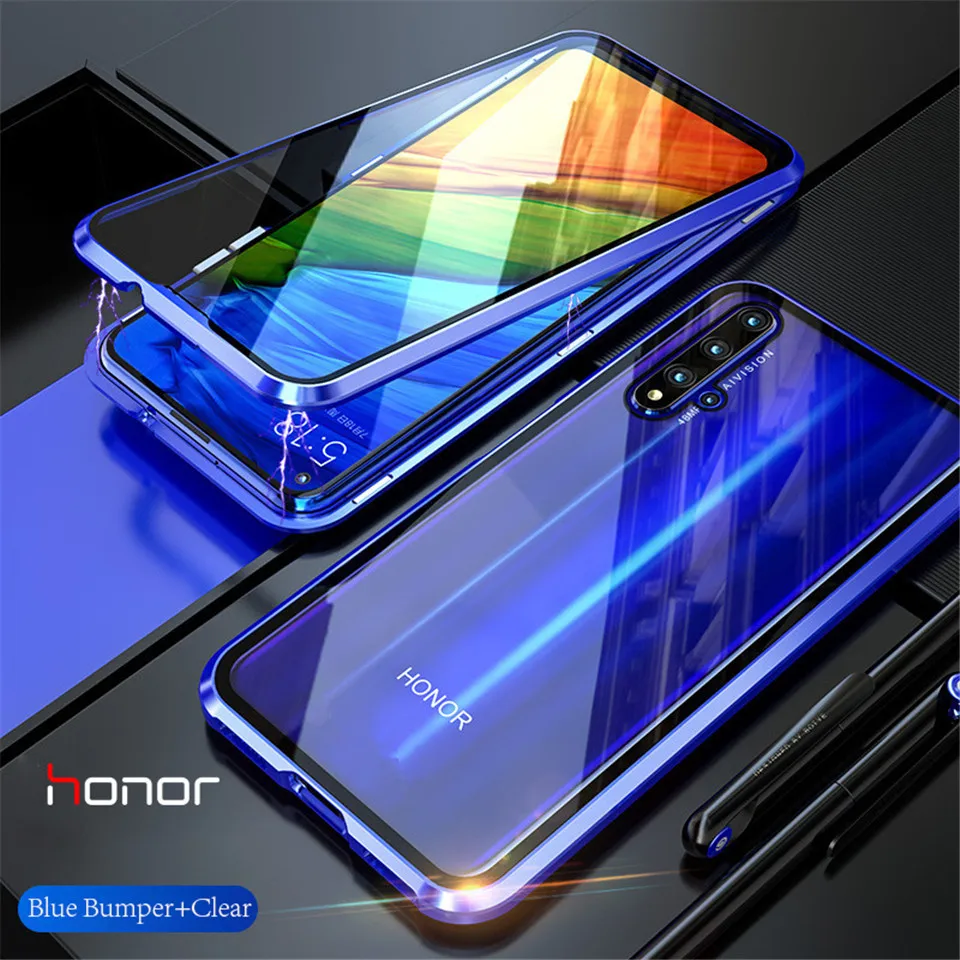 Чехол на Huawei Honor 20 чехол Honor20 Хуавей Хонор 20 про 360 Полный Магнитный чехол Передняя Задняя стеклянная крышка huawei Honor 20 Pro Чехол магнит закаленное стекло крышка