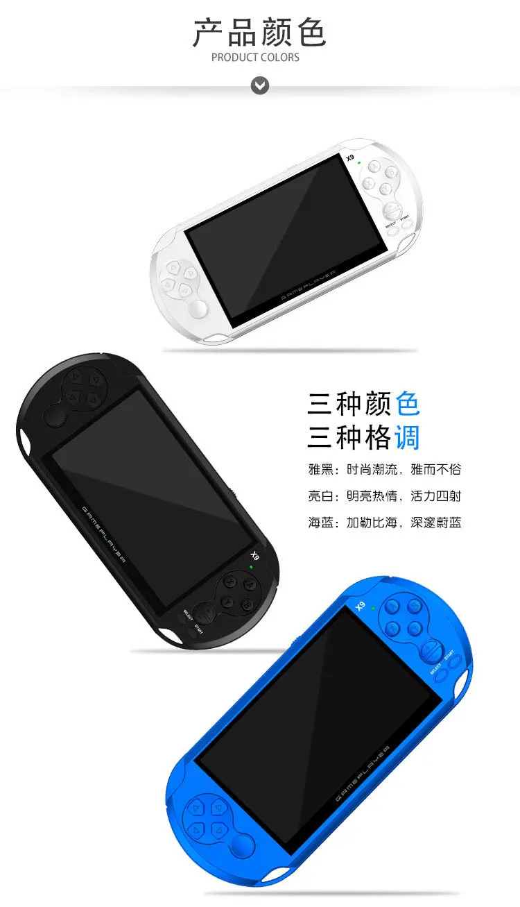 X9 Аркады для Оборудование для psp портативных игровых Экран Цвет Дети Puzzle 5," Цвет Экран для игры GBA видео MP4 книги
