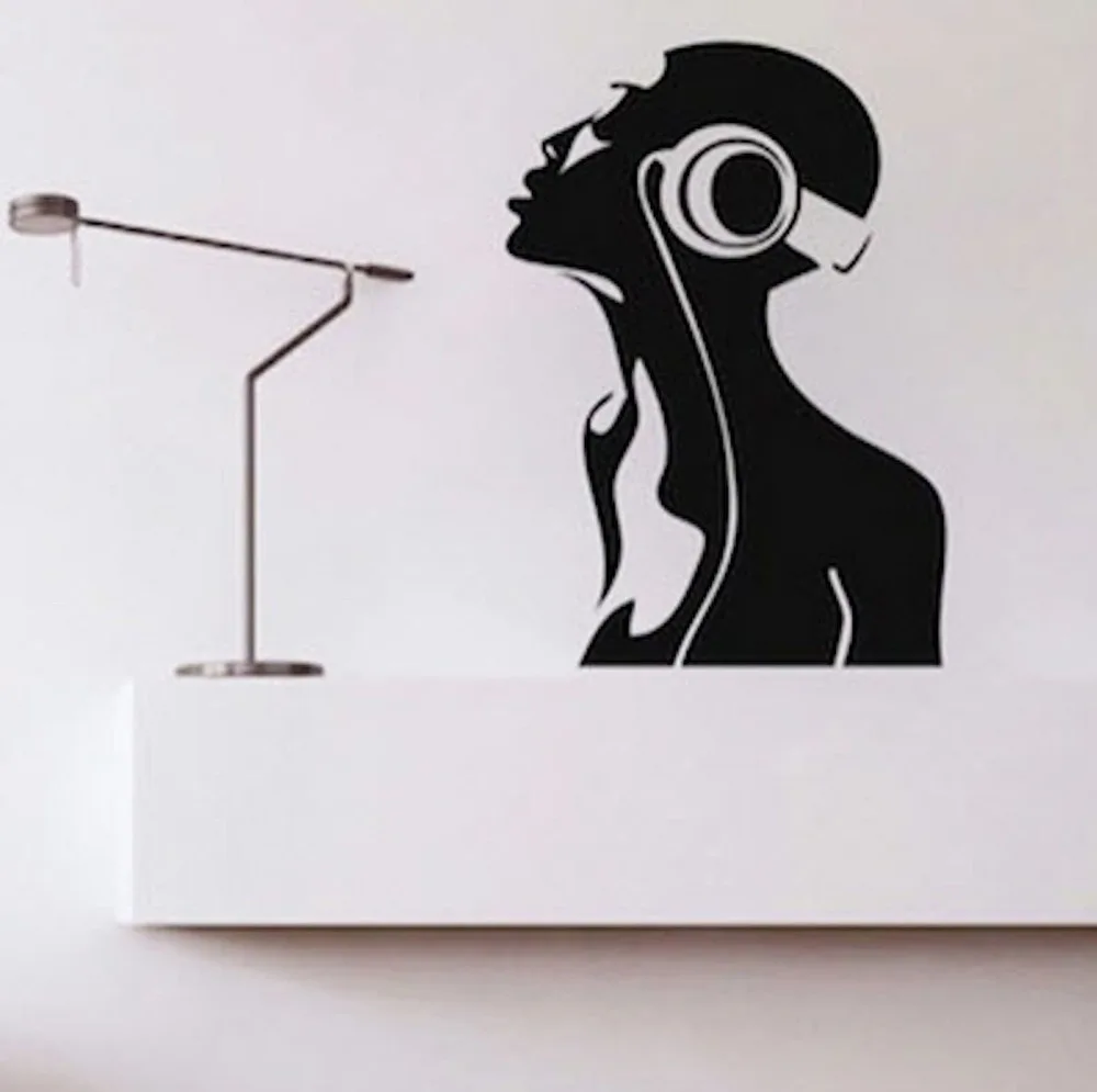 

Free Shipping Headphone DJ Music Room Art Wall Sticker Vinyl PVC removable Home Decal Decor KW-163