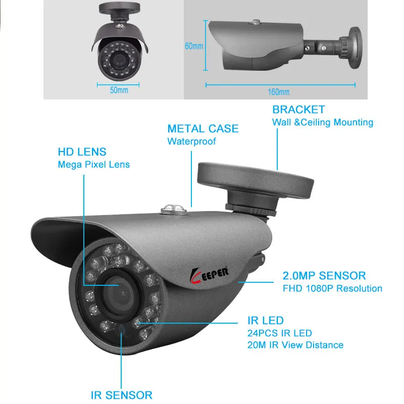 Kepper AHD аналоговый Высокое разрешение видеонаблюдение 2500TVL 2.0MP 1080P Безопасность