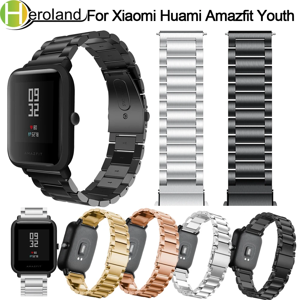 Ремешок для умных часов Xiaomi Huami Amazfit Bip Youth металлический браслет из нержавеющей