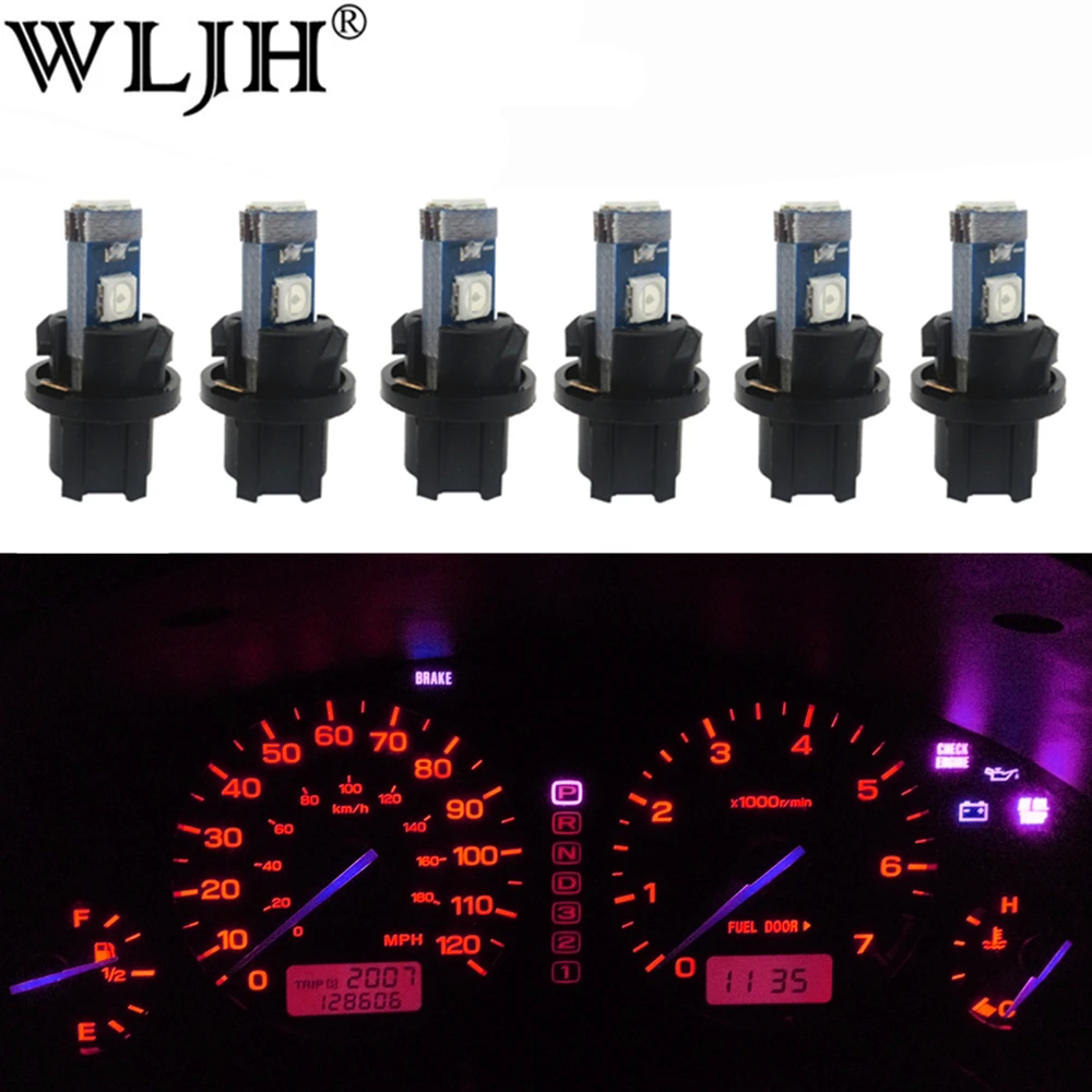 Красный WLJH 6x T5 светодиодный светильник PC74 лампа приборной панели автомобиля лампа приборной панели лампа для Honda CR-V Civic Odyssey Accord Prelude CRX S2000 - Испускаемый цвет: Красный