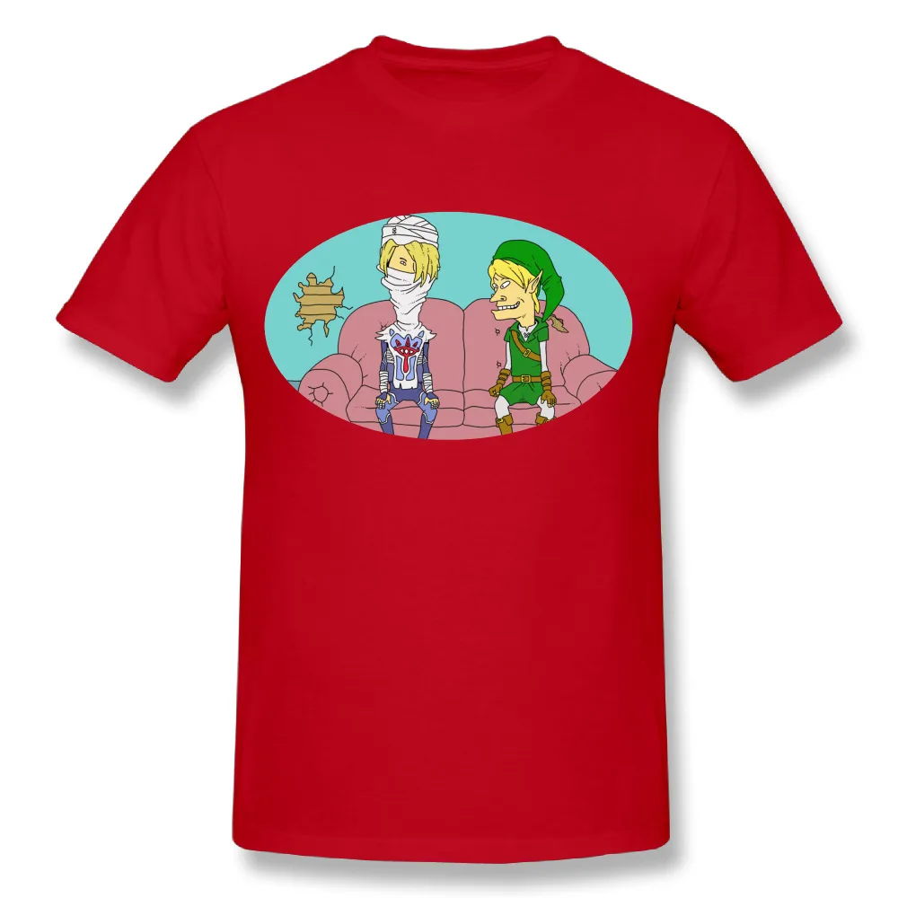 Забавная Мужская футболка с надписью «Beavis and Butthead», Мягкая стильная футболка легенда о Зельде Homme - Цвет: Красный