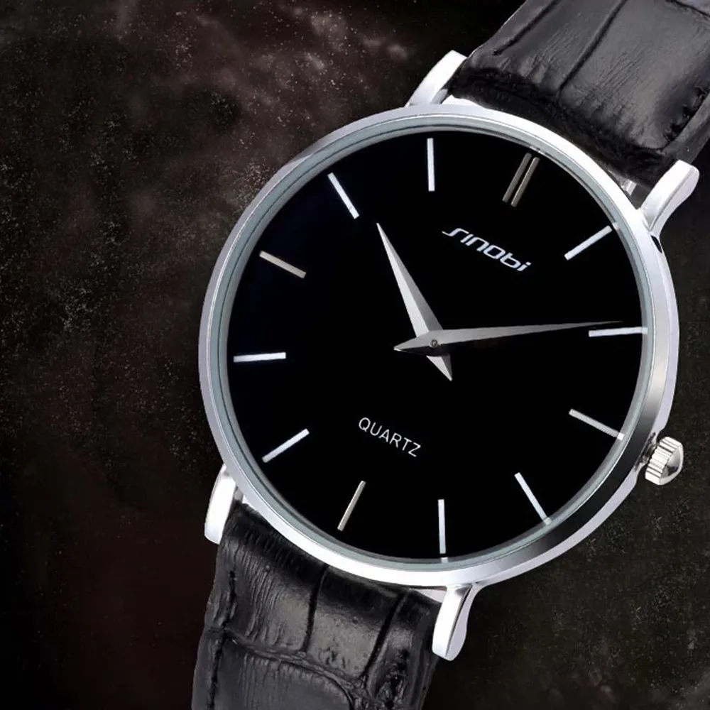 2016 горячая распродажа мужской ультра-тонких часы модернизированный кожаный