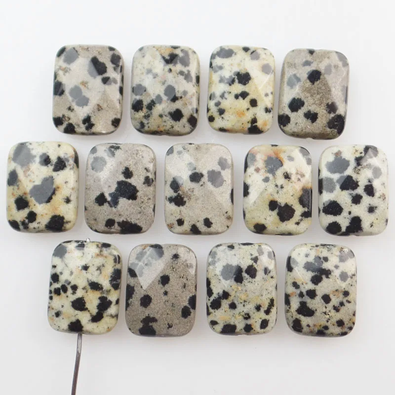 (Бесплатная доставка) 13 шт граненые Dalmation каменные продолговатые бусины 16x12x6 мм