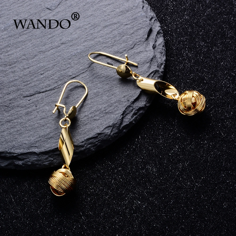 Женские серьги-подвески WANDO золотистые серьги с желтым шариком в Африканском