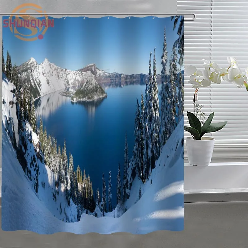 

lake beautiful scenery Custom Shower Curtain Fabric polyester Bathroom Curtain Acceptable Custom curtain for the bathroom