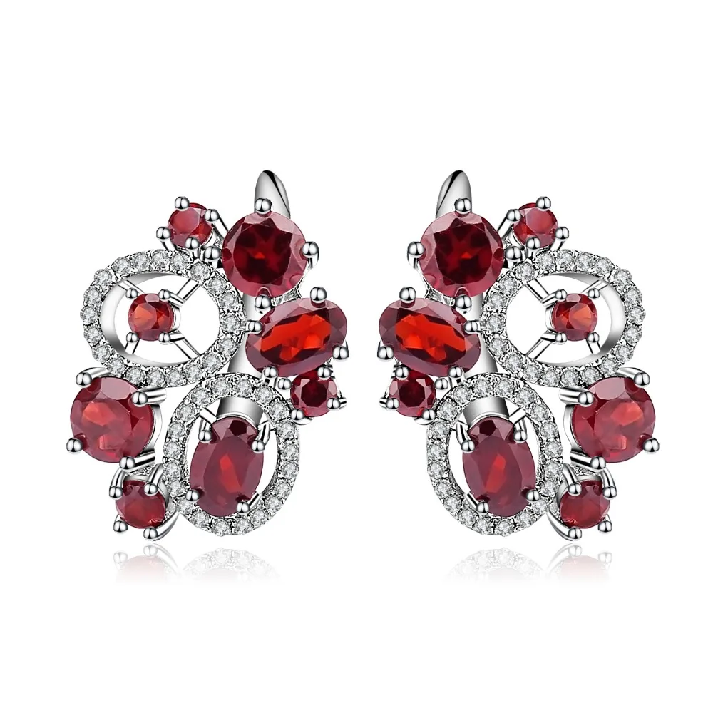 GEM'S балетные 925 пробы серебряные цветочные серьги 6.23Ct натуральный гранатовый камень серьги-гвоздики хорошее ювелирное изделие для женщин
