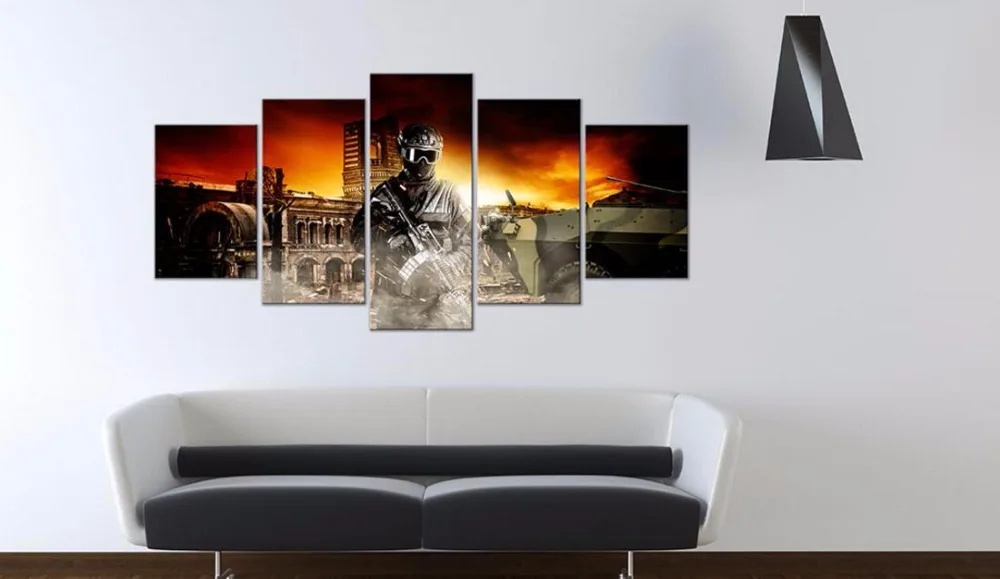 Мода стены Книги по искусству Холст Картина 5 шт. Прохладный солдат современные