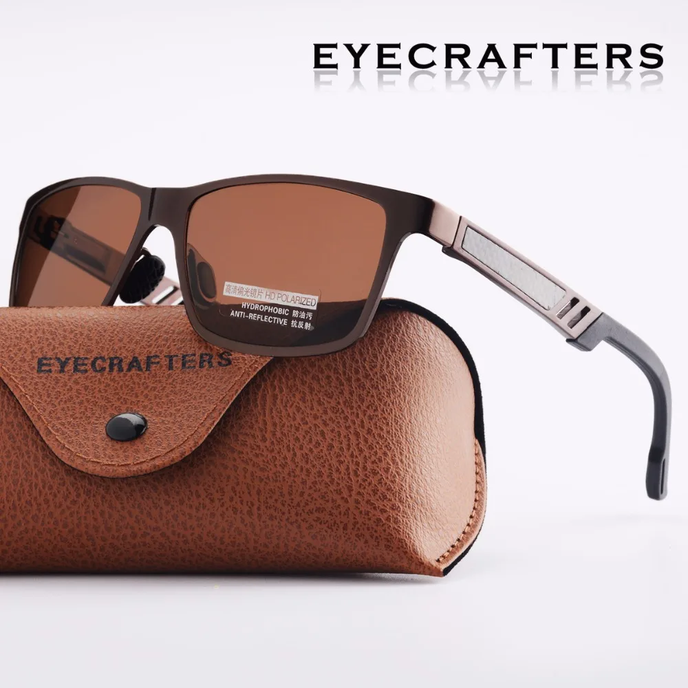 Мужские зеркальные солнцезащитные очки Eyecrafters коричневые дизайнерские