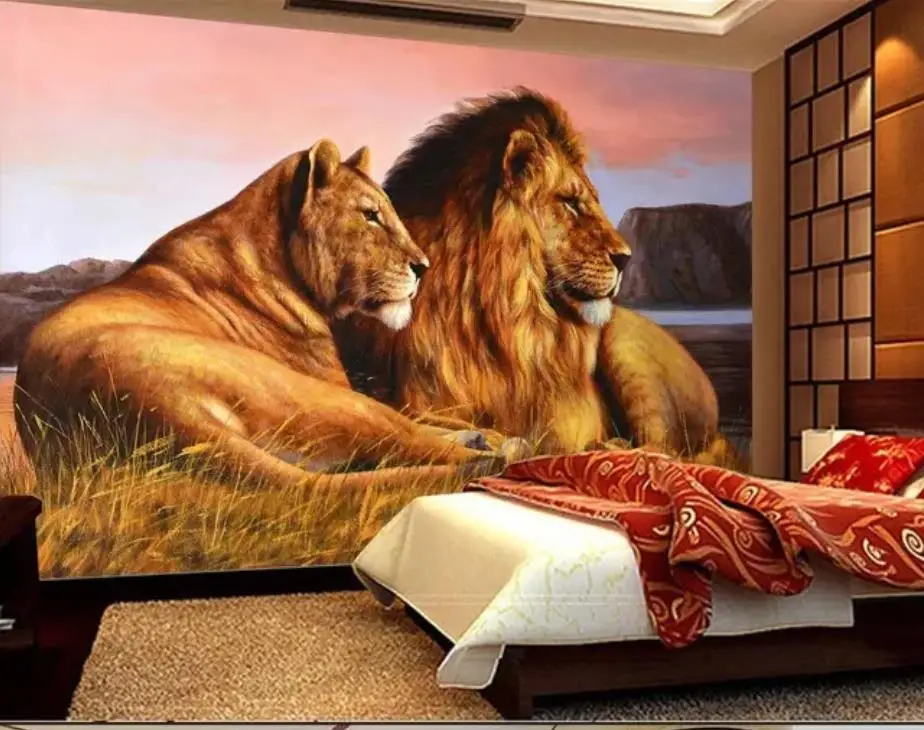 Пользовательские фото обои 3D стерео африканские steppe Лев фон декоративная