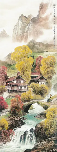 4 панели китайский пейзаж холст картина абстрактная украшение дома настенная