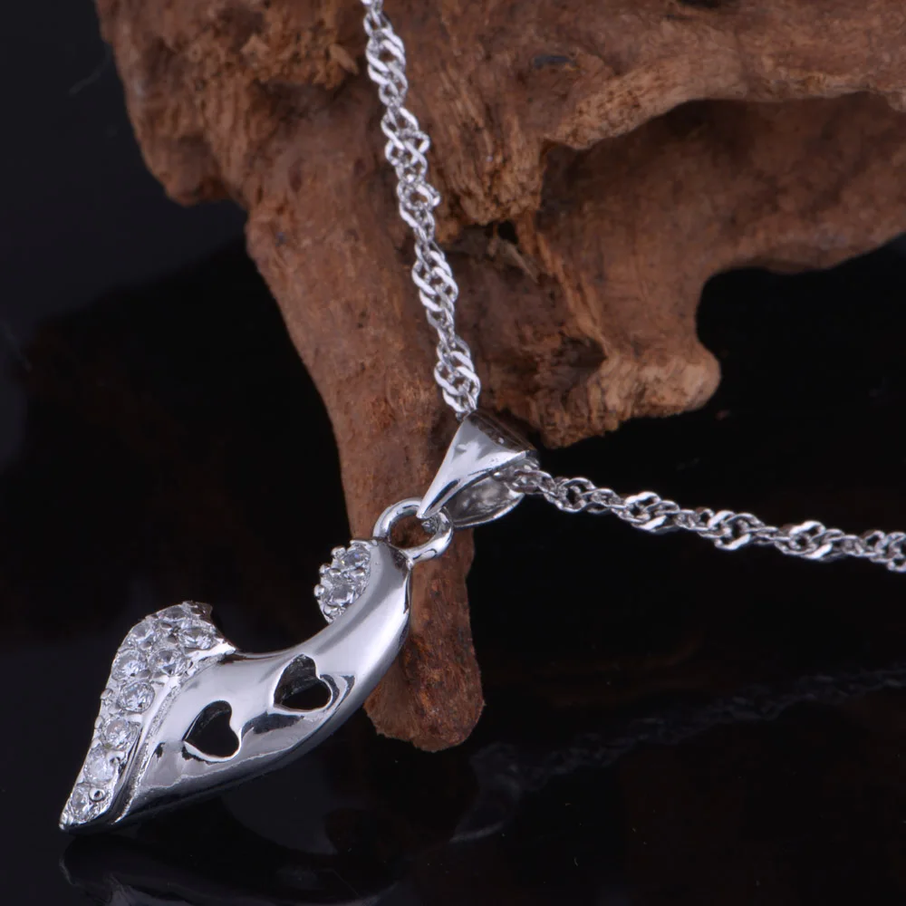 Белый G покрытие половинная форма сердца Мозаика цвет кристалл кулон ожерелье