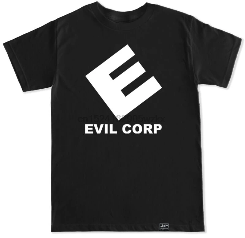 Мужская Черная Футболка Evil corp. Mr Robot F Society E | одежда