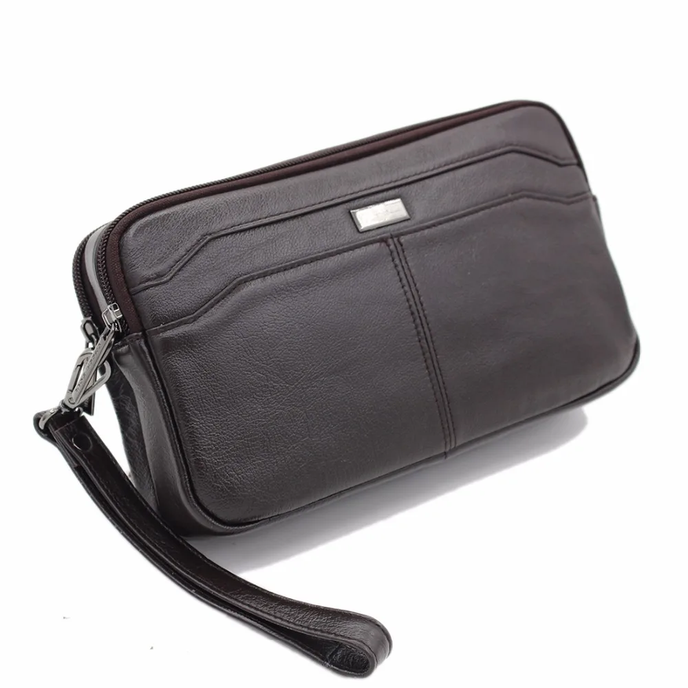 Из натуральной кожи мужская сумка клатч кошелек с ремешком на запястье Бизнес