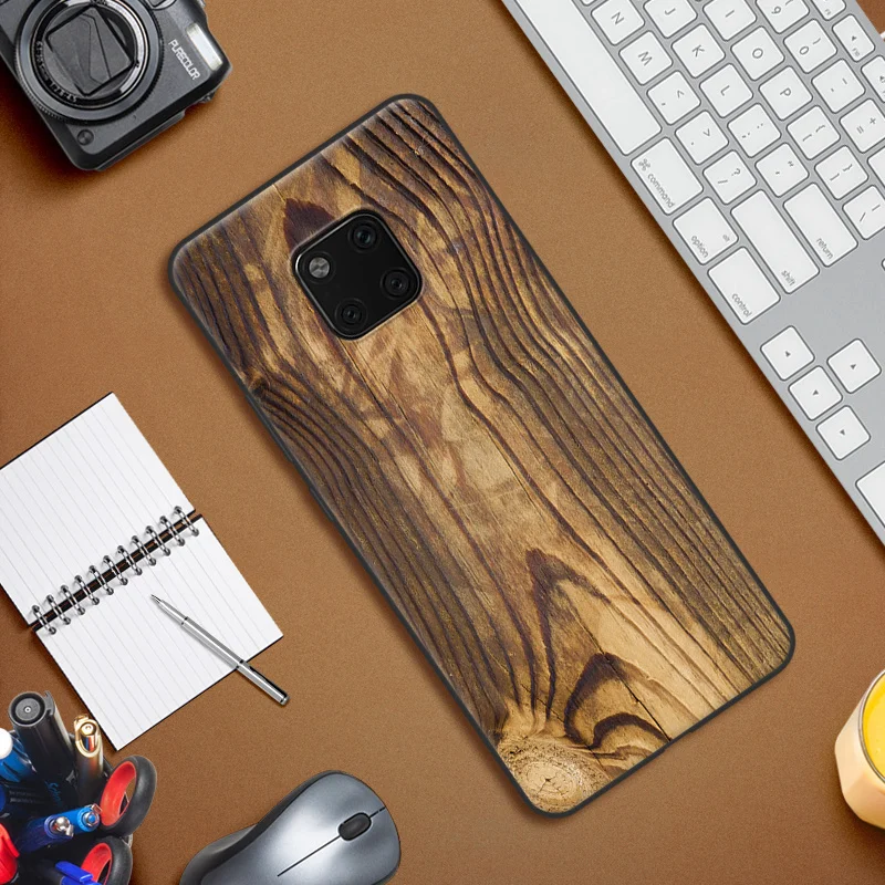 For Huawei Mate 20 Pro Case Cover Slim Luxury Silicone Soft TPU Wood Stone Patterned Phone Mate20 Protective Back | Мобильные