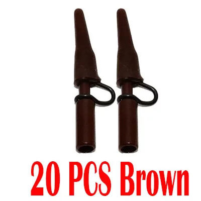 20PCS-Brown 10/20 шт. рыболовные клеммные снасти, безопасные свинцовые зажимы с булавками, хвостовые резиновые трубки, рыболовные снасти для ловли карпа, рыболовные снасти - Цвет: 20PCS-Brown