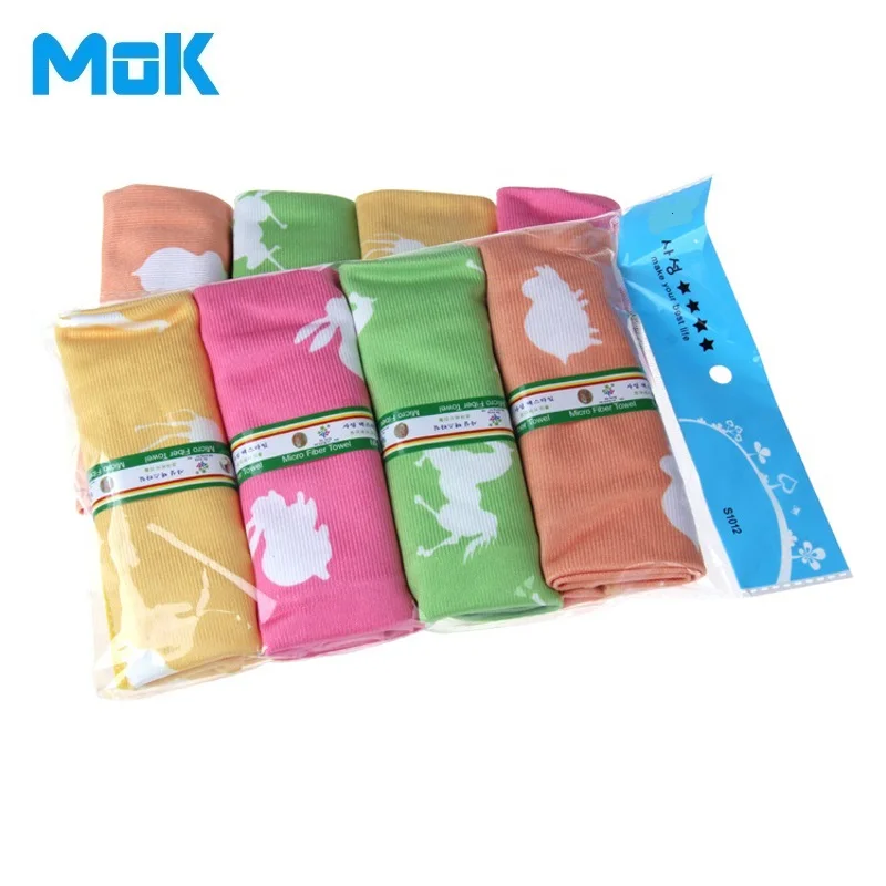 4 шт. полосатая салфетка из микрофибры с принтом животных 40*40 см кухонные