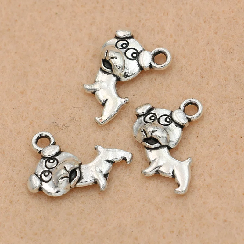 JAKONGO Antique Silver Plated Dog Charms Pendants for Jewelry Making Bracelet Findings Accessories DIY 16x12mm | Украшения и