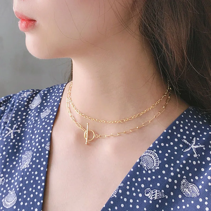 Peri'sbox, 925 пробы, серебряная застежка, колье, ожерелье, двухслойная цепочка на шею, чокер, минималистичное круглое многослойное ожерелье